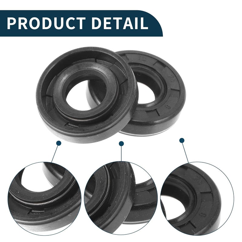 TUCKBOLD Universal Oil Seal TC Double Lip W Steel Spring Seal Ring Rotary Shaft Seal 12x25x6mm High Pressure NBR Rubber Black 5 Pcs - Image 5